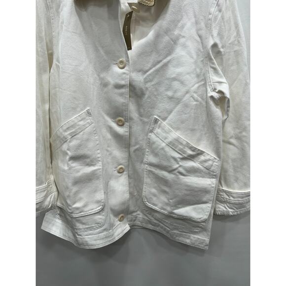 NWT J.Crew Womens Barn Chore Jacket Canvas Button-Up Patch Pocket Ivory Size M - Picture 3 of 9